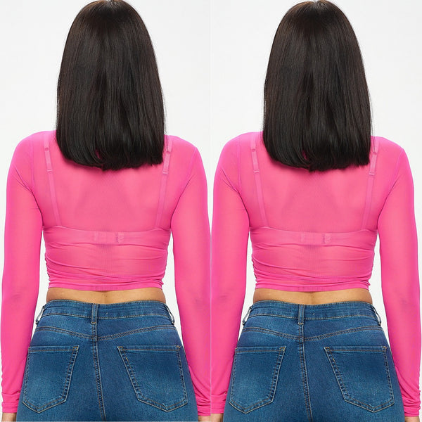 Esme Mesh Top (Hot Pink)