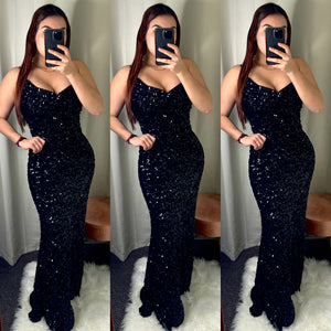 Cairo Sequin Maxi Dress (Black)