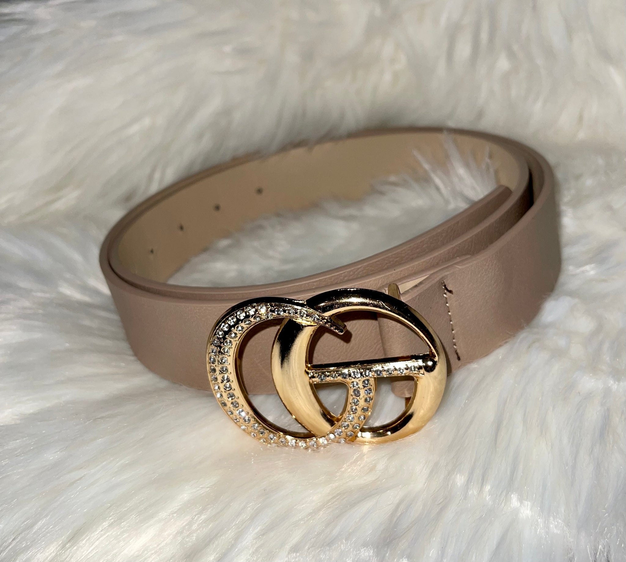 Rhinestone Buckle Belt (Nude)