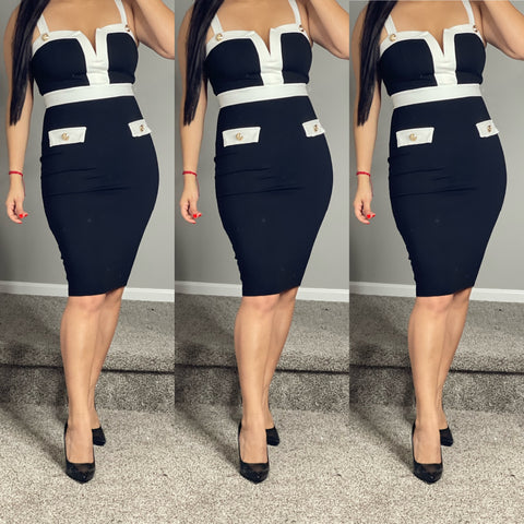 Victoria Dress (Black-White)